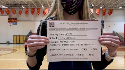 Simpson College [Virtual Hip Hop Open Finals] 2021 NCA & NDA Collegiate Cheer & Dance Championship