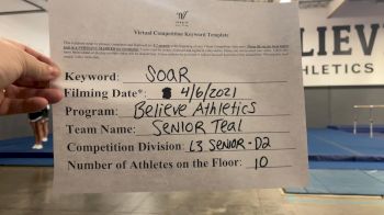 Believe Athletics - Senior Teal [L3 Senior] 2021 The Regional Summit Virtual Championships