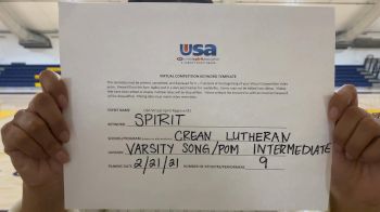 Crean Lutheran High School [Varsity - Song/Pom - Intermediate] 2021 USA Virtual Spirit Regional #3