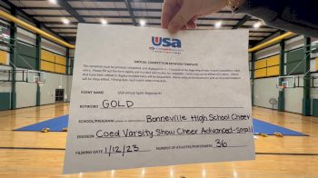 Bonneville High School [Coed Varsity Show Cheer Advanced - Small] 2023 USA Virtual Spirit Regional II