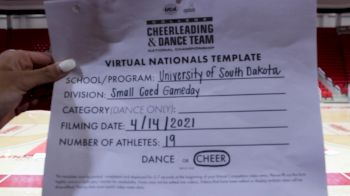 University of South Dakota [Virtual Small Coed Game Day - Cheer Semi Finals] 2021 UCA & UDA College Cheerleading & Dance Team National Championship
