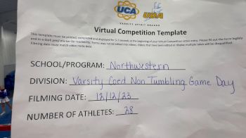 Northwestern High School [Varsity Coed Non Tumbling Game Day] 2023 UCA & UDA December Virtual Challenge
