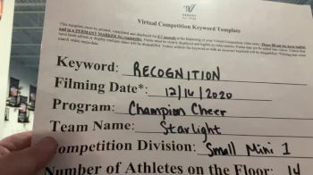 Champion Cheer - Starlight [Level 1 L1 Mini] 2020 America's Best Virtual National Championship