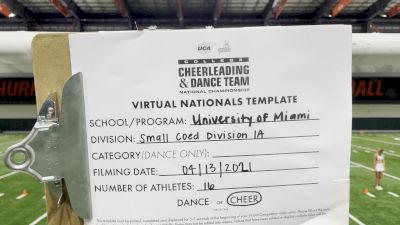 University of Miami [Virtual Small Coed Division IA Finals] 2021 UCA & UDA College Cheerleading & Dance Team National Championship