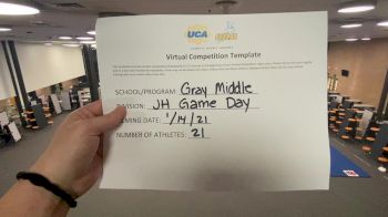 Gray Middle School [Game Day Junior High] 2021 UCA January Virtual Challenge