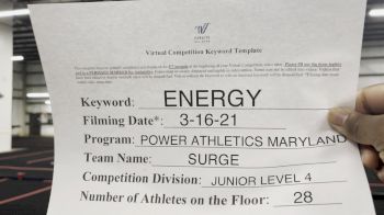 Power Athletics - Maryland - Surge [L4 Junior - Medium] 2021 Beast of The East Virtual Championship