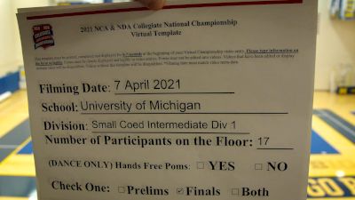 University of Michigan [Virtual Intermediate Small Coed Division IA Finals] 2021 NCA & NDA Collegiate Cheer & Dance Championship