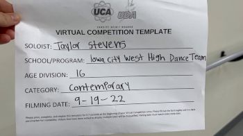 Iowa City West High School - Taylor Stevens [Teen - Solo - Contemporary/Lyrical] 2022 UDA Virtual Solo Showdown