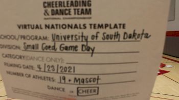 University of South Dakota [Virtual Small Coed Game Day - Cheer Finals] 2021 UCA & UDA College Cheerleading & Dance Team National Championship