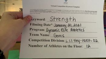 Dynamic Elite Athletics - Gems [L1.1 Tiny - PREP - D2] 2021 Varsity All Star Winter Virtual Competition Series: Event II