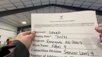 Renegade All Stars - Fatal 4 [L4 Senior - D2] 2021 Varsity All Star Winter Virtual Competition Series: Event I