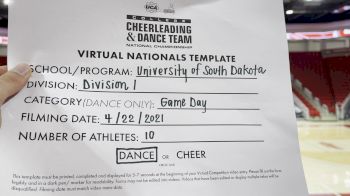 University of South Dakota [Virtual Division I Game Day - Dance Finals] 2021 UCA & UDA College Cheerleading & Dance Team National Championship