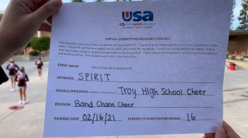 Troy High School [High School - Band Chant - Cheer] 2021 USA Virtual Spirit Regional #3