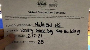 Midview High School [Game Day Varsity Non-Building] 2021 UCA February Virtual Challenge