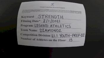 Legend Athletics - Diamonds [L1.1 Youth - PREP - D2] 2021 Varsity All Star Winter Virtual Competition Series: Event II