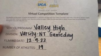 Valley High School [Game Day Varsity - Non Tumble] 2022 UCA & UDA December Virtual Regional