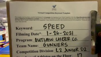 Outlaw Cheer Company - Gunners [L2 Junior - D2 - Small - B] 2021 Varsity All Star Winter Virtual Competition Series: Event I