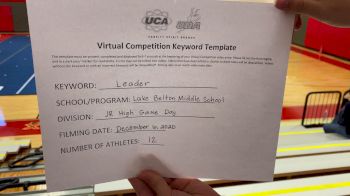 Lake Belton Middle School [Game Day Cheer Junior HighMiddle School] 2020 UCA Southwest Virtual Regional
