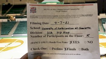 UNC Charlotte [Virtual Division 1A - Hip Hop Finals] 2021 NCA & NDA Collegiate Cheer & Dance Championship