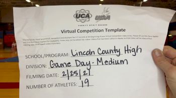 Lincoln County High School [Game Day Medium VA] 2021 UCA February Virtual Challenge