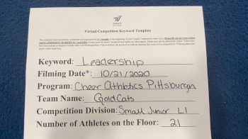 Cheer Athletics - Pittsburgh - GoldCats - GoldCats [Level 1 L1 Junior] Varsity All Star Virtual Competition Series: Event I