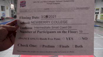 Newberry College [Virtual Intermediate Small Coed Division II Prelims] 2021 NCA & NDA Collegiate Cheer & Dance Championship