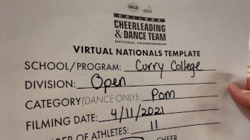 Curry College [Open Pom Virtual Finals] 2021 UCA & UDA College Cheerleading & Dance Team National Championship