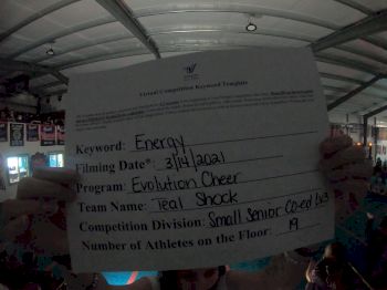 Evolution Cheer - Teal Shock [L3 Senior Coed D2] 2021 Beast of The East Virtual Championship