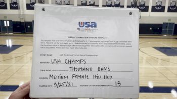 Thousand Oaks High School [Hip Hop Varsity - Medium] 2021 USA Virtual West Coast Dance Championships