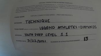 Legend Athletics [L1.1 Youth - PREP - D2] 2021 Varsity Virtual Competition Series - Prep & Novice II