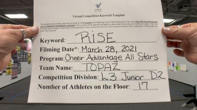 Cheer Advantage All Stars - Topaz [L3 Junior - D2 - Small] 2021 The Regional Summit Virtual Championships
