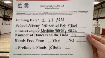 Ankeny Centennial High School [Virtual Medium Varsity - Jazz Finals] 2021 NDA High School National Championship