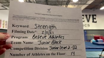 Believe Athletics - Junior Black [L2 Junior - D2 - Small - A] 2021 Varsity All Star Winter Virtual Competition Series: Event II