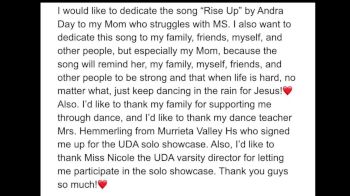 Rachel - Murrietta Valley High School  (College Solo - Contemporary Lyrical)