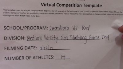 Owensboro High School [Medium Non Tumbling Game Day] 2021 UCA & UDA March Virtual Challenge