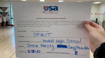 Foothill High School - North Tustin [Junior Varsity - Song/Pom - Advanced] 2021 USA Virtual Spirit Regional #3