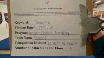 Impact Cheer Tumbling - Spade [Level 2 L2 Youth - D2 - Small - A] Varsity All Star Virtual Competition Series: Event VII