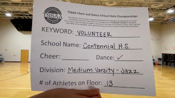 Centennial High School [Medium Varsity - Jazz] 2021 TSSAA Cheer & Dance Virtual State Championships