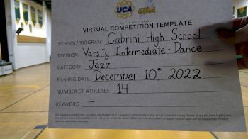 Cabrini High School [Varsity - Intermediate Jazz] 2022 UCA & UDA December Virtual Regional