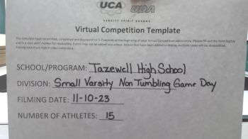 Tazewell High School [Small Varsity Non Tumbling Game Day] 2023 UCA & UDA November Virtual Challenge