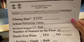 Rancocas Valley High School [Virtual Large Varsity - Kick Finals] 2021 NDA High School National Championship