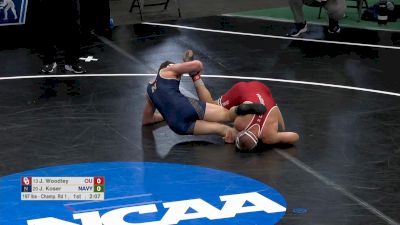 197 lb, R32, Jake Woodley, Oklahoma vs. Jacob Koser, Navy