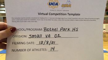 Bethel Park High School [Small VA DI] 2021 UCA December Virtual Regional