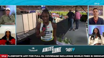 Melissa Jefferson-Wooden joins the Athlete's Lounge after 100m Win in 2025 Brussels Diamond League