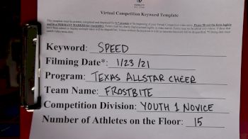 Texas Allstar Cheer and Dance - Frostbite [L1 Youth - Novice] 2021 Varsity All Star Winter Virtual Competition Series: Event I