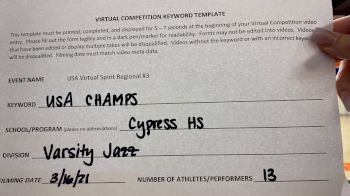 Cypress High School [Varsity - Jazz] 2021 USA Virtual West Coast Spirit Championships