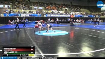 133 lbs Prelim Round 1 - Robbie Precin, North Central vs Joey Langeman, Trine