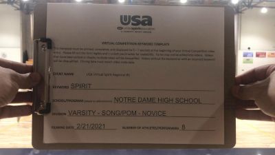 Notre Dame High School [Varsity - Song/Pom - Novice] 2021 USA Virtual Spirit Regional #3