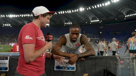 Quincy Hall and Vernon Norwood Immediately After 2025 Rome Diamond League Men's 400m Race