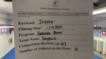 California Storm - Sapphire [L2 - U17] 2021 GSSA DI & DII Virtual Championship